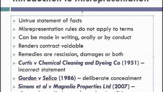 Misrepresentation Lecture 1 of 4 [upl. by Hnamik]